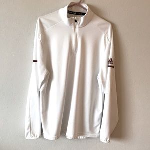 Men’s 1/4 Zip ADIDAS White Athletic Pullover. Size MEDIUM
